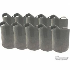 Viagrow 1 Gal. Breathable Fabric Root Aeration Polypropylene Pot with Handles (10-Pack) -VAN ZYVERDEN shop black viagrow grow bags v1gapot 10 66 1000