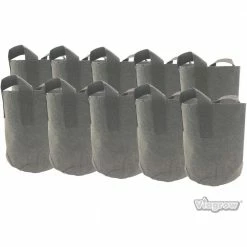 Viagrow 2 Gal. Breathable Fabric Root Aeration Polypropylene Pot with Handles (10-Pack) -VAN ZYVERDEN shop black viagrow grow bags v2gapot 10 66 1000