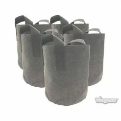 Viagrow 5 Gal. Breathable Fabric Root Aeration Polypropylene Pot with Handles (5-Pack) -VAN ZYVERDEN shop black viagrow grow bags v5gapot 5 77 1000