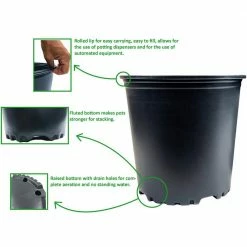 Viagrow 1 Gal. Plus Plastic Nursery Pots 1.5 Gal/5.68 l/346 cu. in. (10-Pack) -VAN ZYVERDEN shop black viagrow net pots vhpp175 10 40 1000