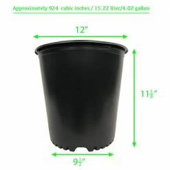 Viagrow 5 Gal. Plastic Nursery Trade Pots with Saucers (4.02 Gal./15.19 L) (10-Pack) 12 Viagrow 5 Gal. Plastic Nursery Trade Pots with Saucers (4.02 Gal./15.19 L) (10-Pack) -VAN ZYVERDEN shop black viagrow net pots vhpp500 10kit a0 1000