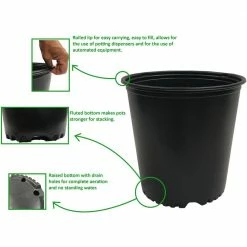 Viagrow 5 Gal. Nursery Pots 4.02 Gal/15.22 l/924 cu in. (6-Pack) -VAN ZYVERDEN shop black viagrow net pots vhpp500 6 a0 1000