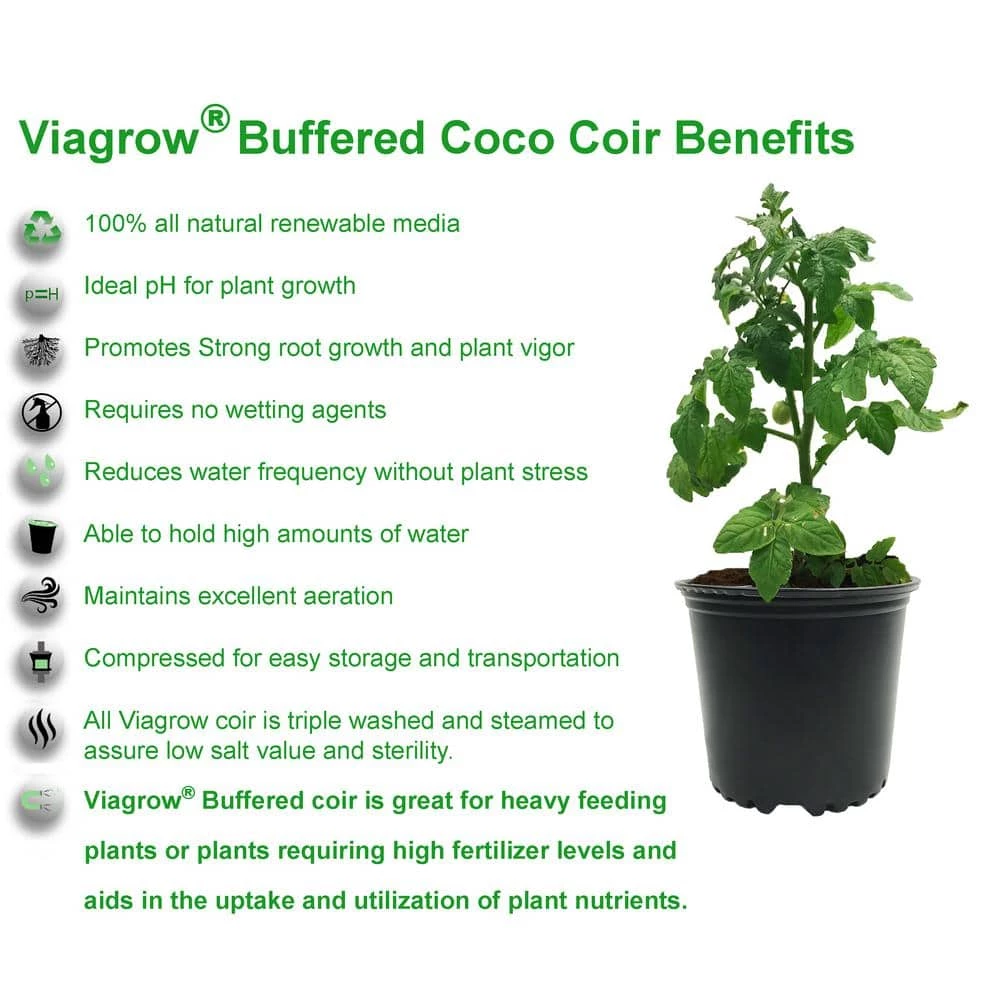 Viagrow 1.5 cu. ft. Coco Coir Buffered Premium Coconut Growing Medium 50L./52.8 qt./13.2 G. 4 Viagrow 1.5 cu. ft. Coco Coir Buffered Premium Coconut Growing Medium 50L./52.8 qt./13.2 G. - Image 2