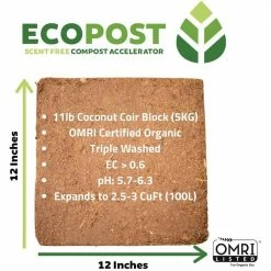 Viagrow 2.8 cu. ft. Sakti Agro EcoPost Compost Soil Scent Free Coconut Coir Expanding Block (100 l) -VAN ZYVERDEN shop viagrow grow media sakep5kg 1f 1000
