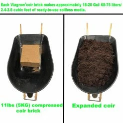Viagrow Coconut Coir Block of Soilless Media with Micro Charge Makes Approx 18 Gal./2.4 cf/68 l -VAN ZYVERDEN shop viagrow grow media vccb5 vmc 66 1000