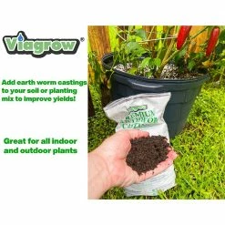 Viagrow 6 lbs. Premium Earthworm Castings, Soil Builder (5.16 L/5.4 Qt./1.36 Gal./314 cub. in.) -VAN ZYVERDEN shop viagrow grow media vewc6 1d 1000