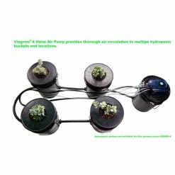 Viagrow Four Valve Air Pump with Four 2 in. Air Stones, 24 ft. 1/4 in. Vinyl Tubing & Inline Check Valve -VAN ZYVERDEN shop viagrow hydroponic pumps vapk4 40 1000