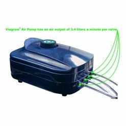Viagrow Four Valve Air Pump with Four 2 in. Air Stones, 24 ft. 1/4 in. Vinyl Tubing & Inline Check Valve -VAN ZYVERDEN shop viagrow hydroponic pumps vapk4 a0 1000
