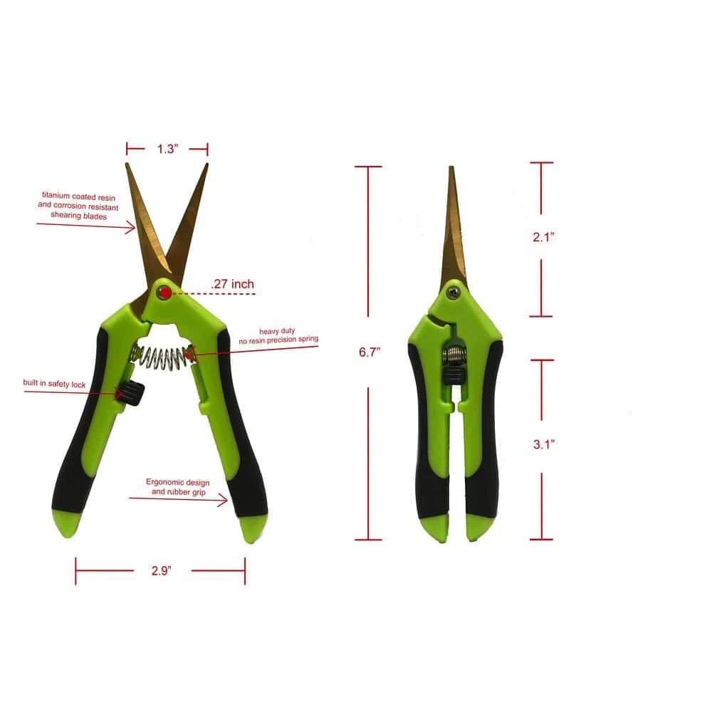 Viagrow 2 in. Micro Tip Curved Blade Non-Slip Comfort Grip Pruning Shears (3-Pack) 4 Viagrow 2 in. Micro Tip Curved Blade Non-Slip Comfort Grip Pruning Shears (3-Pack) - Image 2