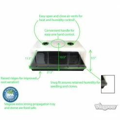 Viagrow Quad Propagation Kit with Heat Mat, Flat Tray, Flat Insert, Tall Dome, Tray Heat Mat with Thermostat -VAN ZYVERDEN shop viagrow seed starters vtdk4dt 40 1000